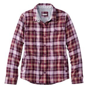 NWT L.L.BEAN Women's Fleece-Lined Flannel Shirt, Snap-Front Plaid LARGE